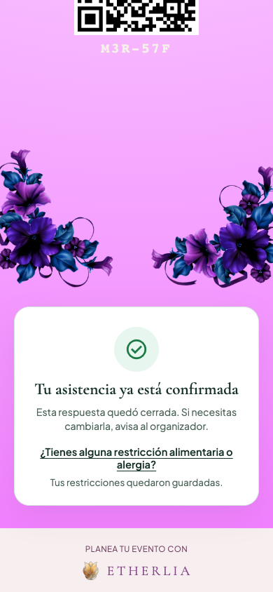 Confirmación que ve el invitado
