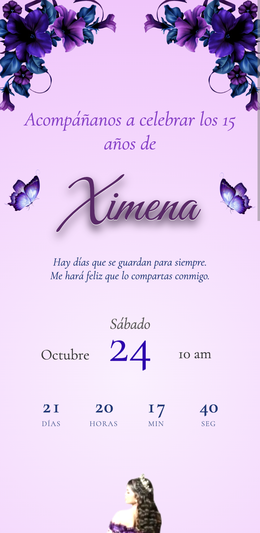 Invitación de XV años diseñada en Etherlia